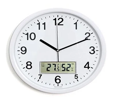 무소음온습도벽시계350화이트